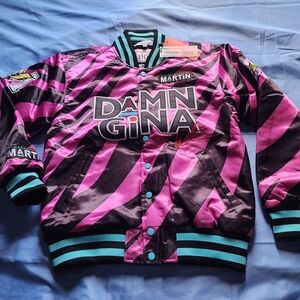 HEADWEAR CLASSICS MEN'S MARTIN LAWRENCE DAMN GINA SATIN JACKET PINK SIZE SMALL
